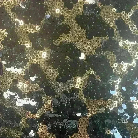 Cache Sequin Party Skirt Size 10 Leopard Print Gold Black Stretch Lined Back Zip - Picture 2 of 4